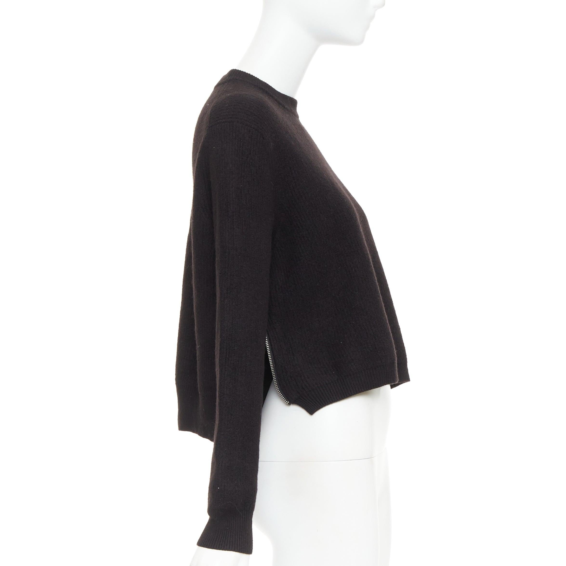 ACNE STUDIOS 2014 Misty Boiled noir laine mérinos crop zip side pullover XS Bon état - En vente à Hong Kong, NT
