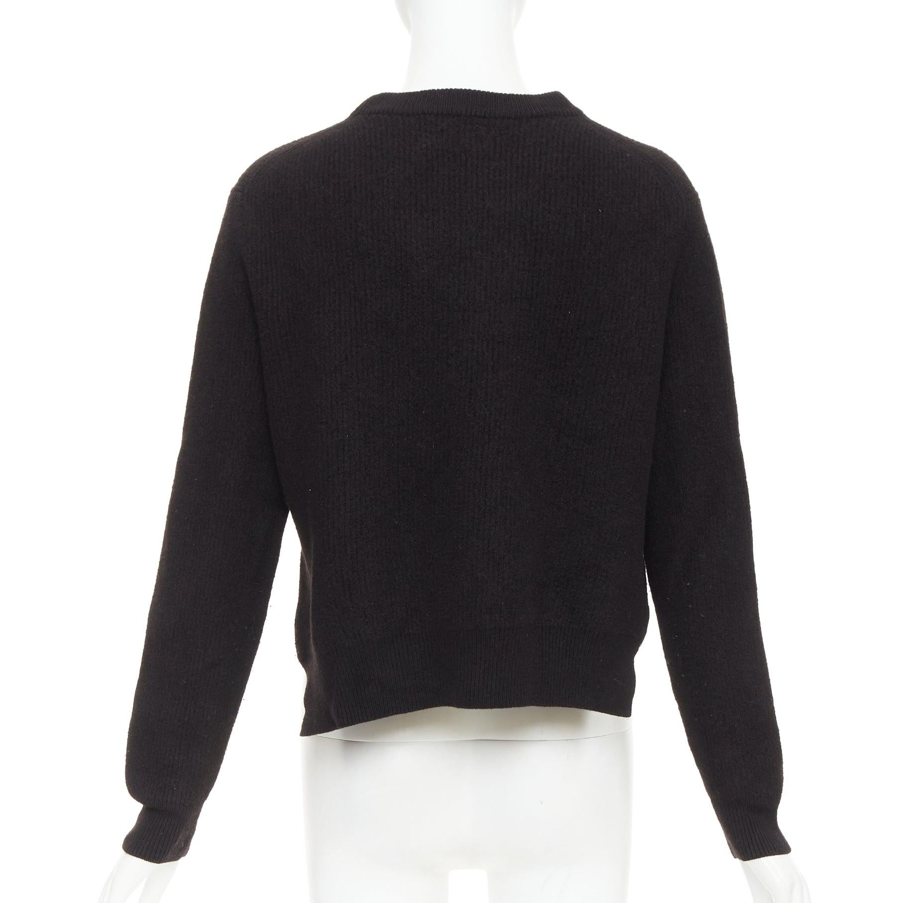 ACNE STUDIOS 2014 Misty Boiled noir laine mérinos crop zip side pullover XS Pour femmes en vente