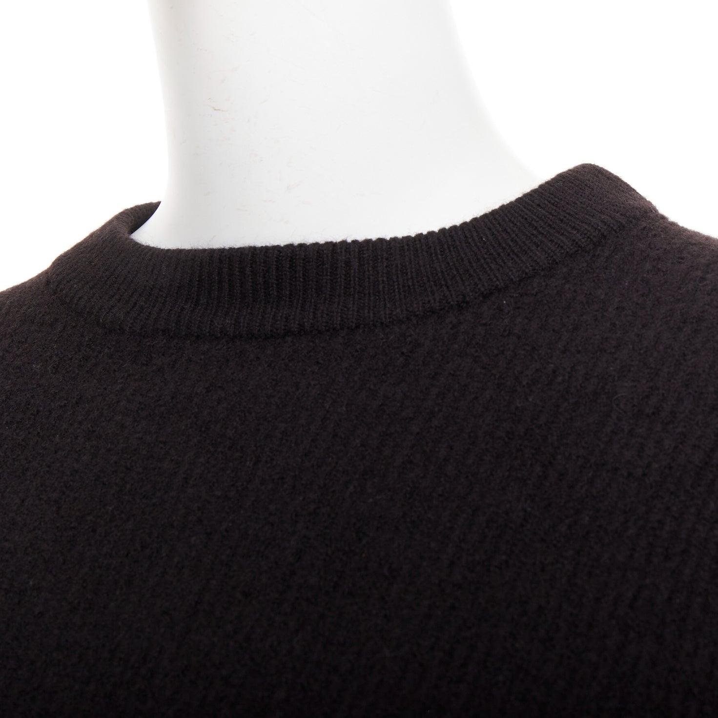 ACNE STUDIOS 2014 Misty Boiled noir laine mérinos crop zip side pullover XS en vente 2
