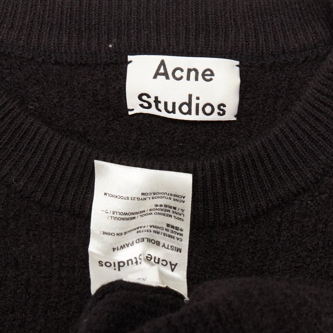 ACNE STUDIOS 2014 Misty Boiled noir laine mérinos crop zip side pullover XS en vente 3
