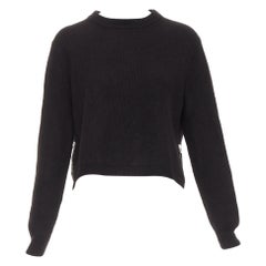 ACNE STUDIOS 2014 Misty Boiled black merino wool crop zip side pullover XS