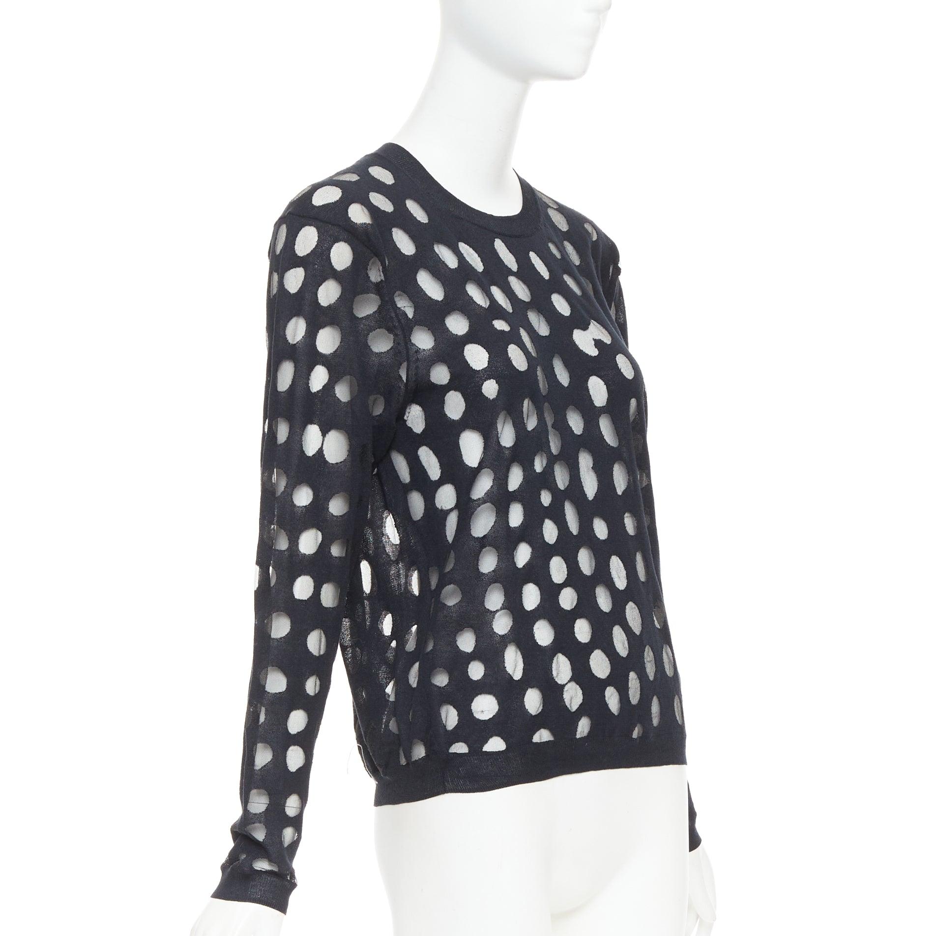 Nero ACNE STUDIOS 2014 Dot Dot Dot nero in misto cotone a pois trasparenti maglione pullover S in vendita