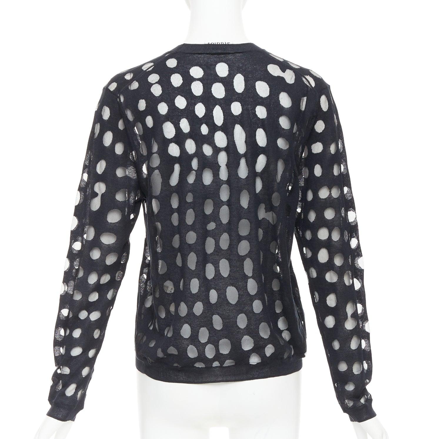 Donna ACNE STUDIOS 2014 Dot Dot Dot nero in misto cotone a pois trasparenti maglione pullover S in vendita