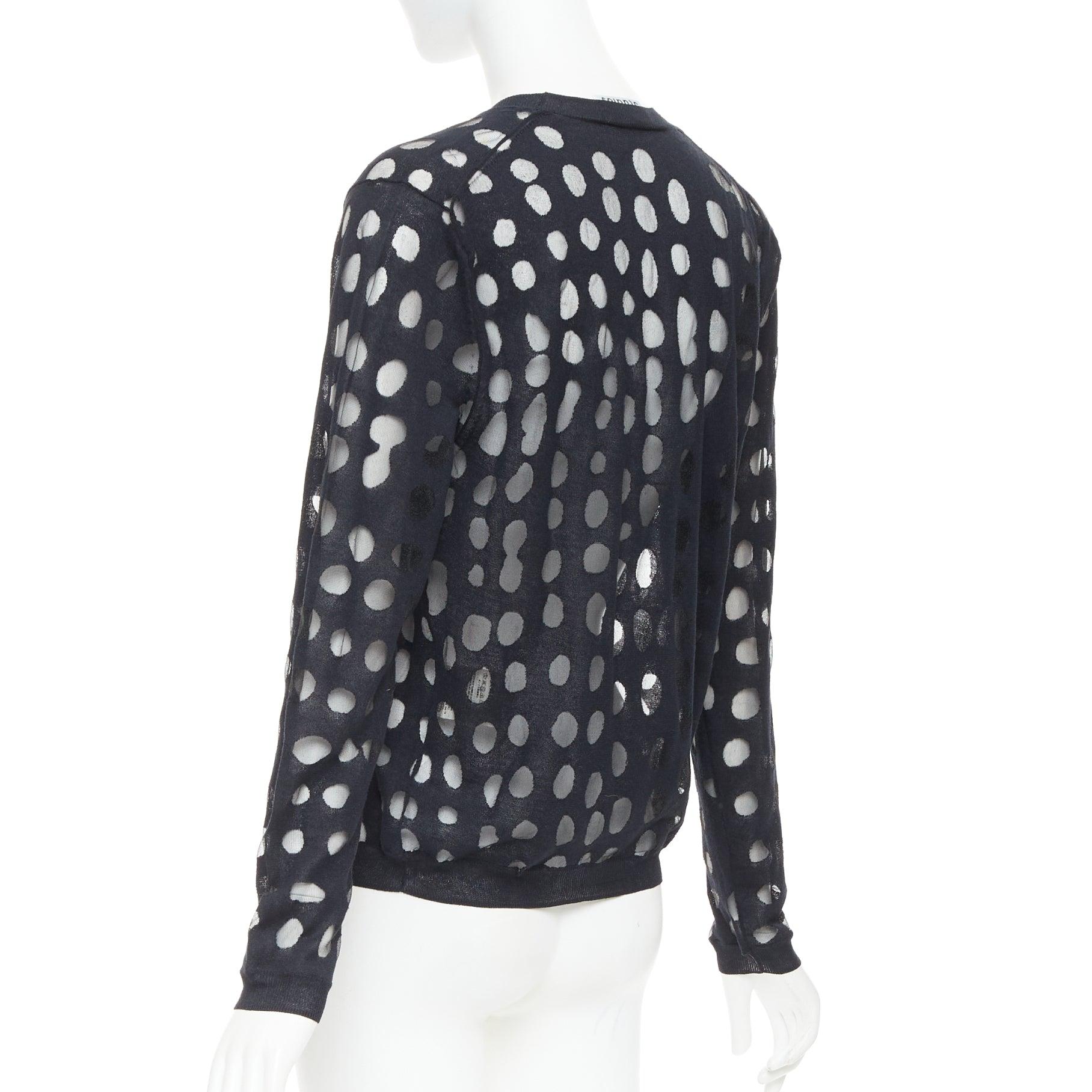ACNE STUDIOS 2014 Dot Dot Dot nero in misto cotone a pois trasparenti maglione pullover S in vendita 1