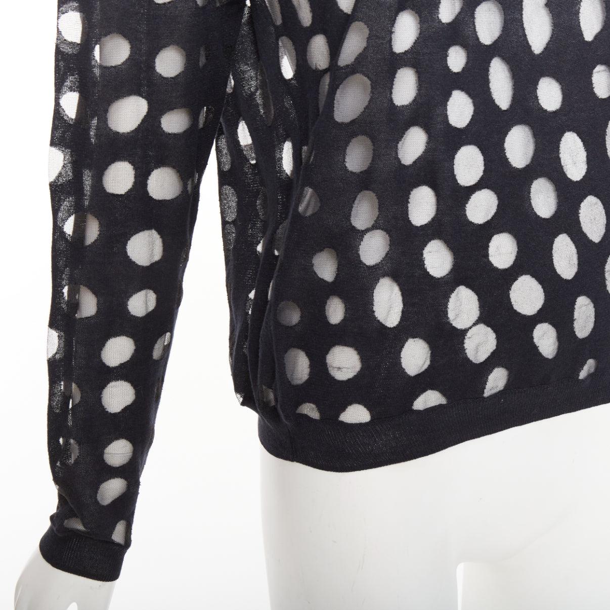 ACNE STUDIOS 2014 Dot Dot Dot nero in misto cotone a pois trasparenti maglione pullover S in vendita 2