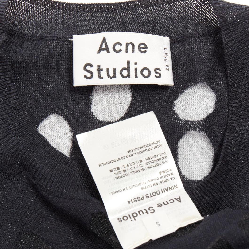 ACNE STUDIOS 2014 Dot Dot Dot nero in misto cotone a pois trasparenti maglione pullover S in vendita 3