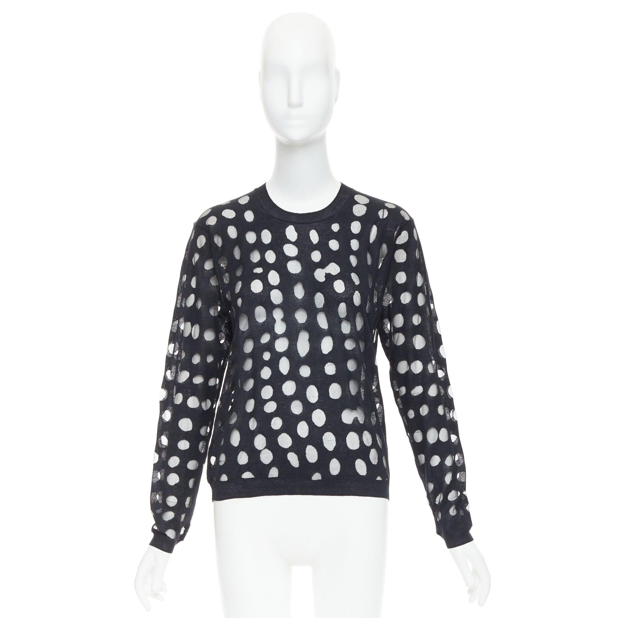 ACNE STUDIOS 2014 Dot Dot Dot nero in misto cotone a pois trasparenti maglione pullover S in vendita 4