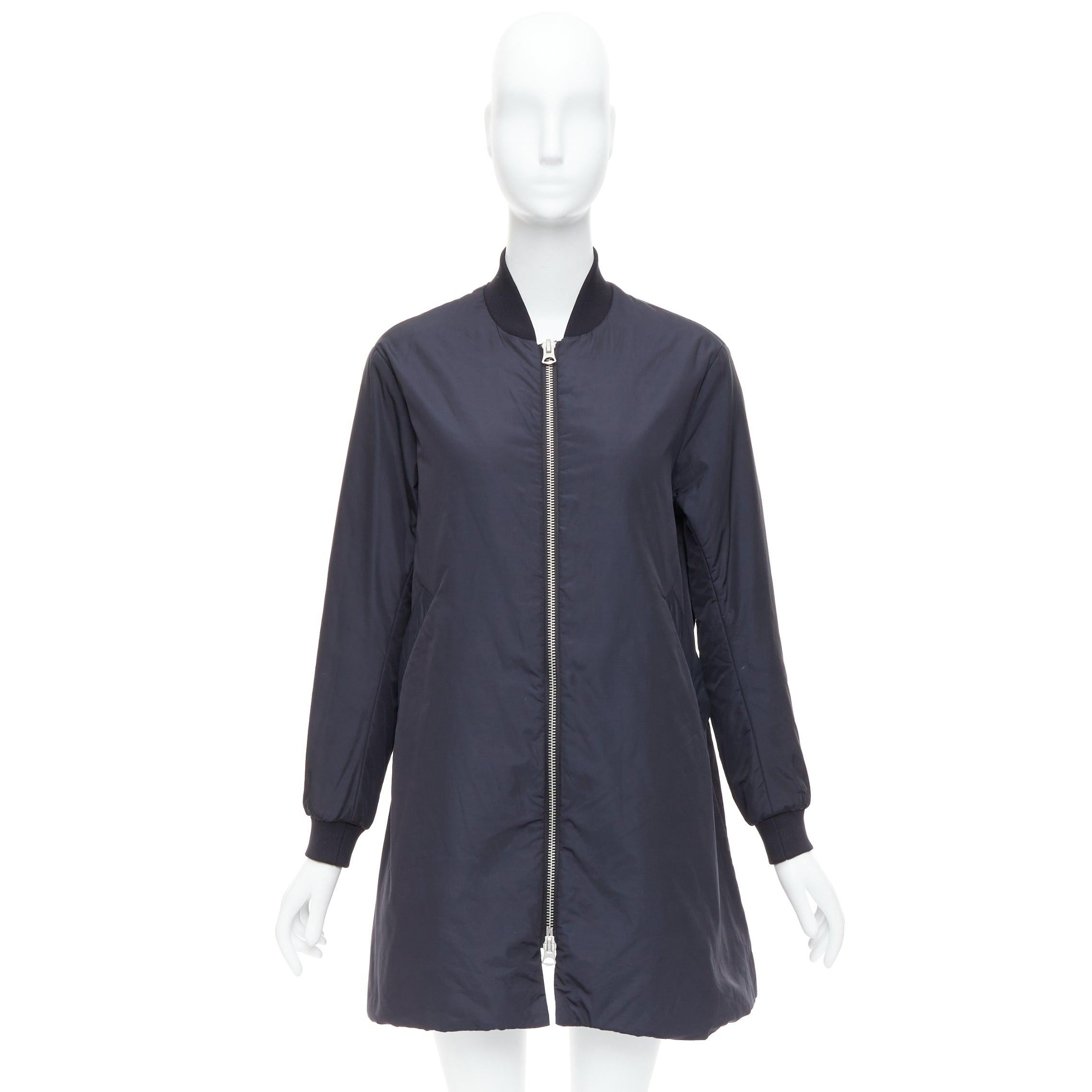 ACNE STUDIOS 2015 Folie Tech black bomber silver zip mini dress FR34 XS For Sale 5