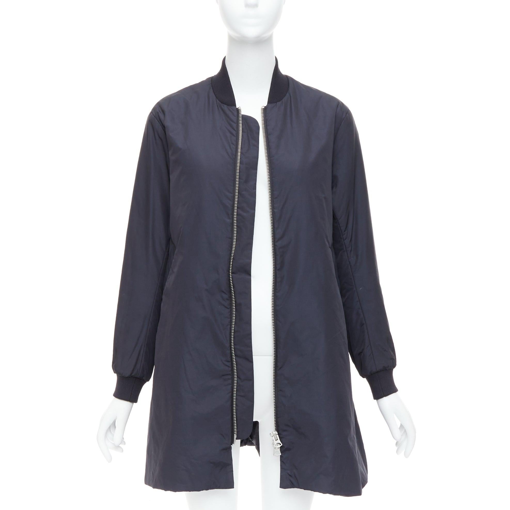Black ACNE STUDIOS 2015 Folie Tech black bomber silver zip mini dress FR34 XS For Sale