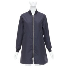 ACNE STUDIOS 2015 Folie Tech mini vestido bomber negro con cremallera plateada FR34 XS