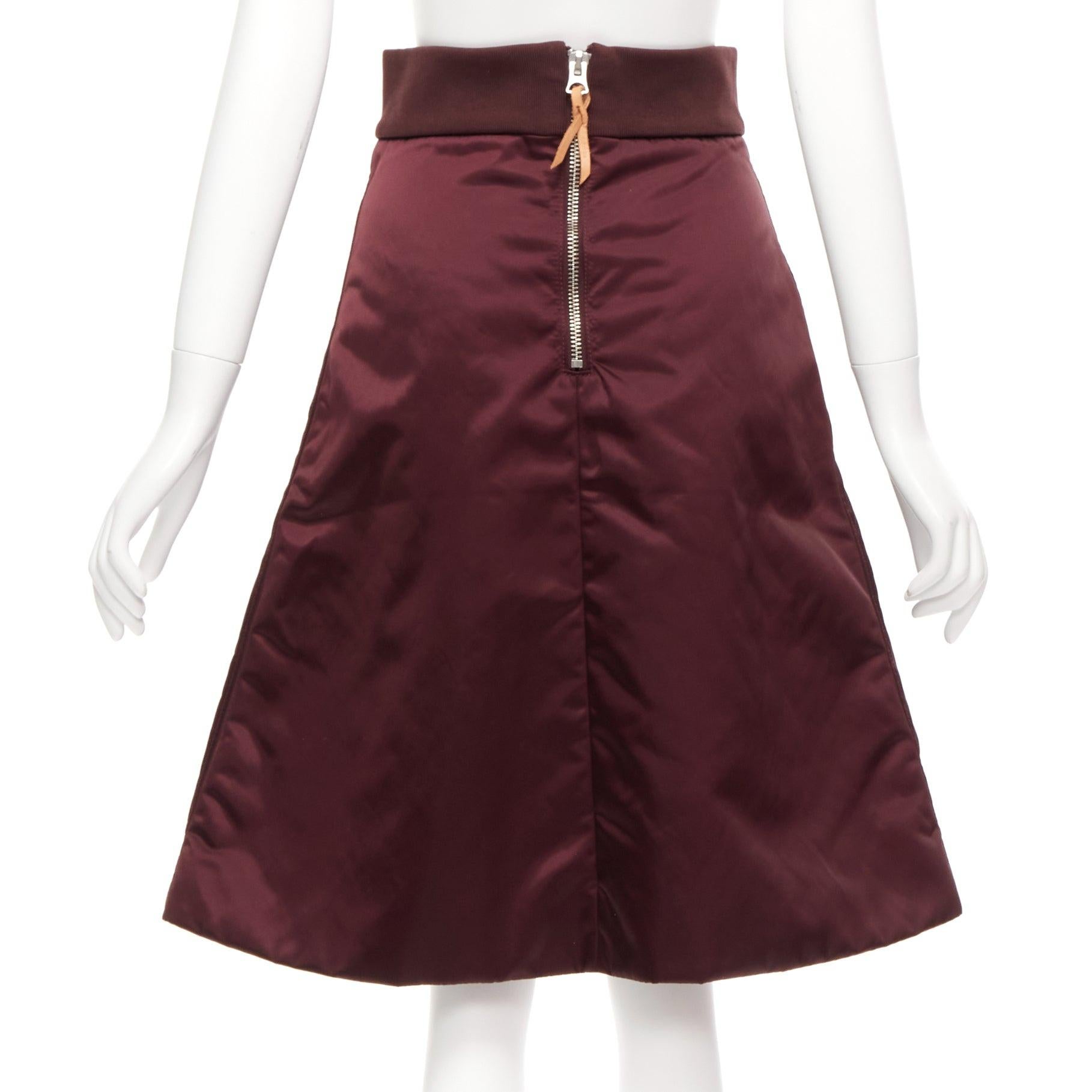 Women's ACNE STUDIOS 2015 Pag Bomber plum purple nylon padded A-line skirt FR34 XS For Sale