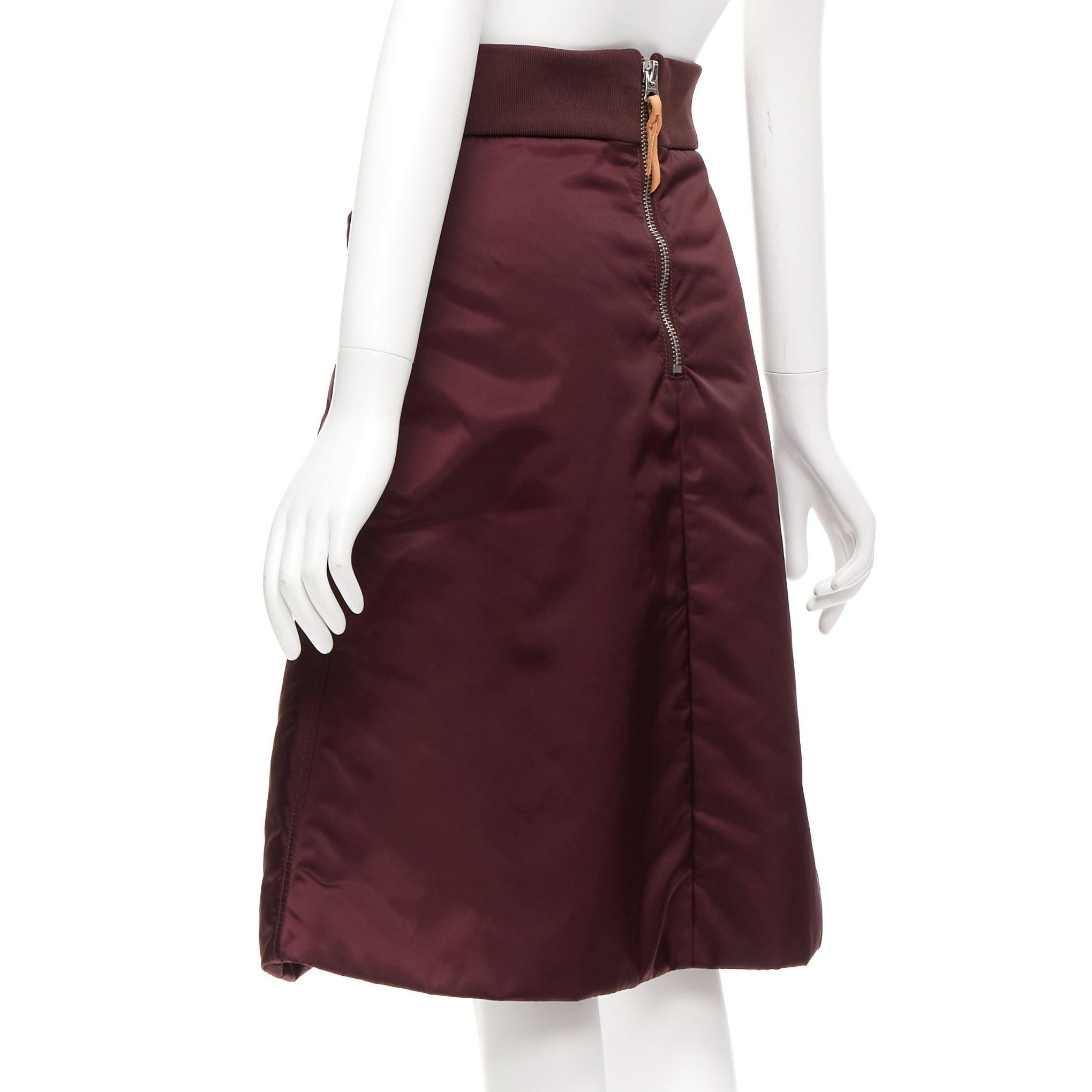 ACNE STUDIOS 2015 Pag Bomber plum purple nylon padded A-line skirt FR34 XS For Sale 1