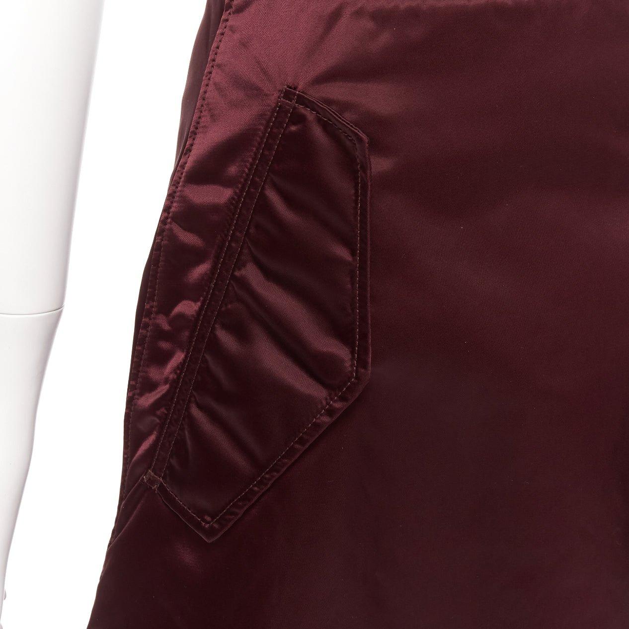 ACNE STUDIOS 2015 Pag Bomber jupe trapèze rembourrée en nylon violet prune FR34 XS en vente 2