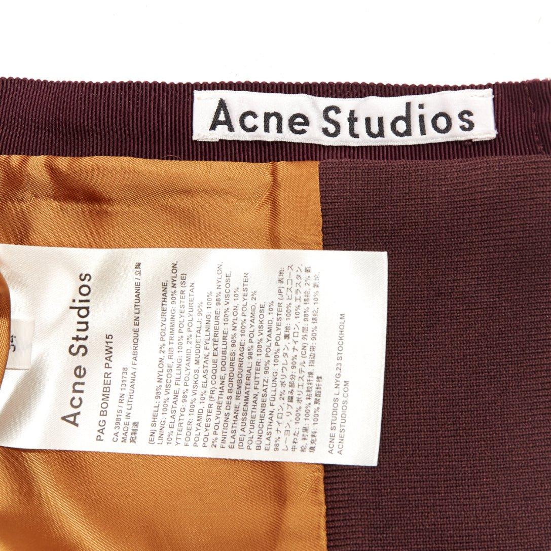 ACNE STUDIOS 2015 Pag Bomber jupe trapèze rembourrée en nylon violet prune FR34 XS en vente 3