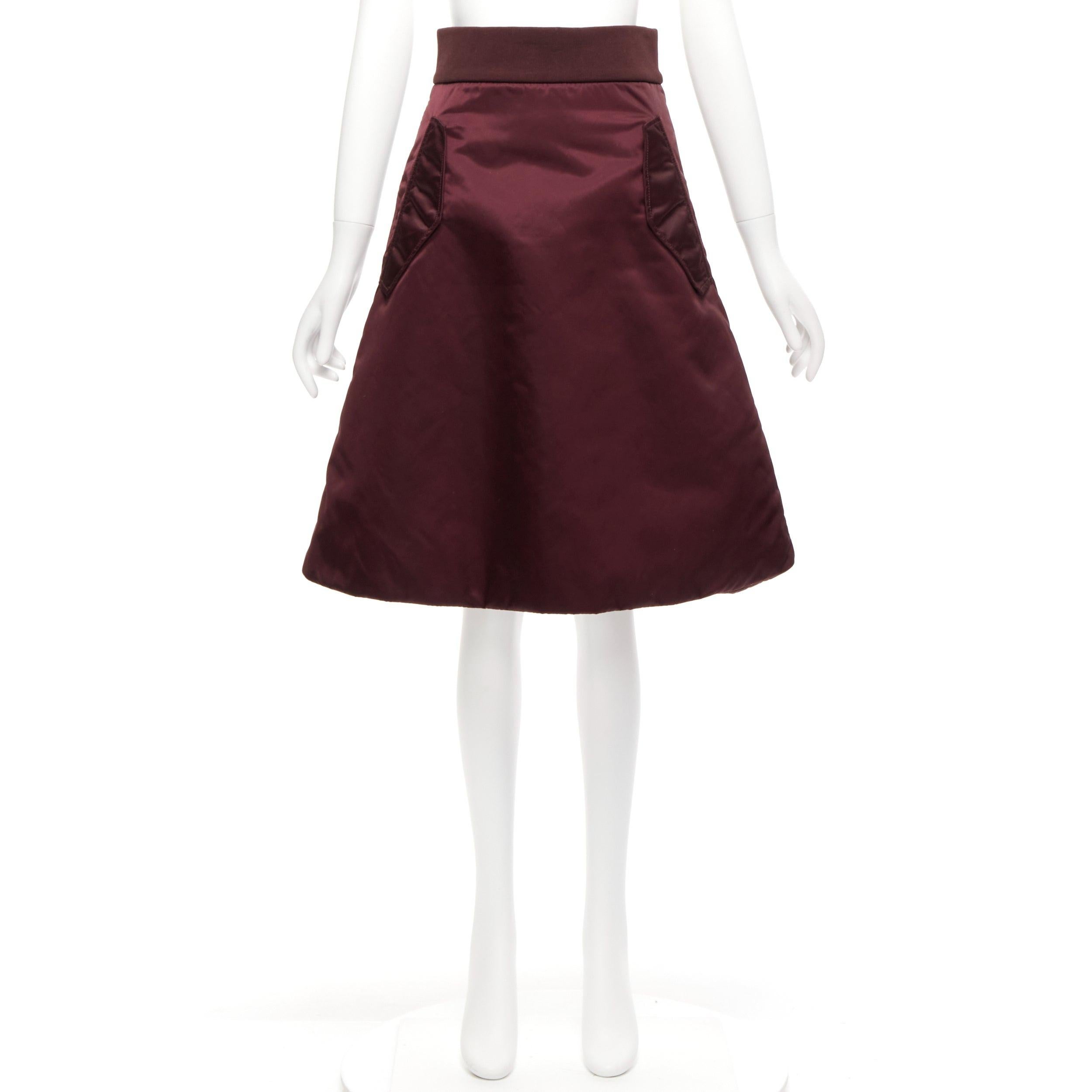 ACNE STUDIOS 2015 Pag Bomber plum purple nylon padded A-line skirt FR34 XS For Sale 4