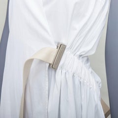 ACNE STUDIOS 2016 Chen Poplin silver buckle beige belted utility dress FR32 XXS