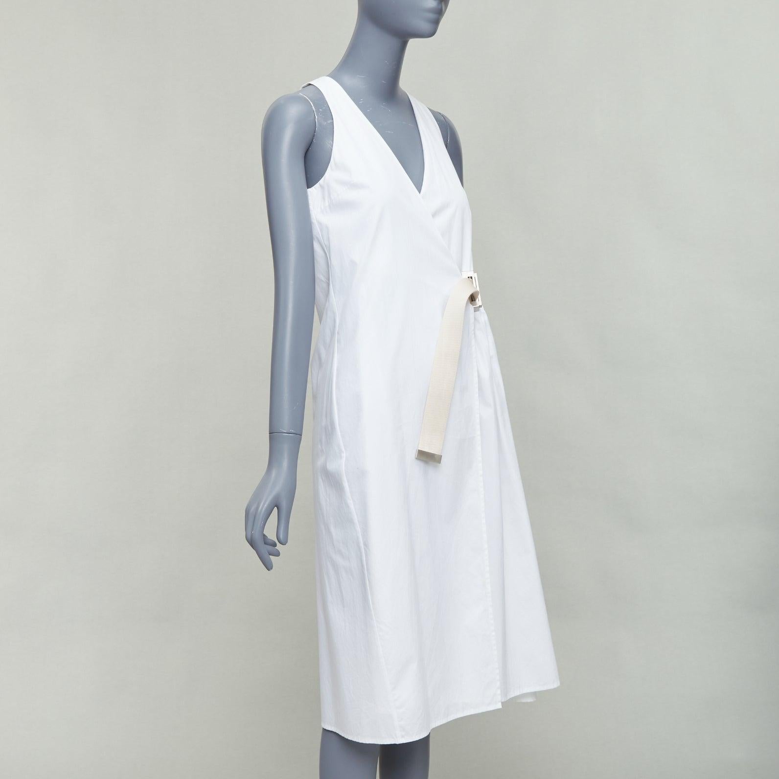 Gris ACNE STUDIOS 2016 Chen Poplin argenté boucle beige ceinture utilitaire FR32 XXS en vente