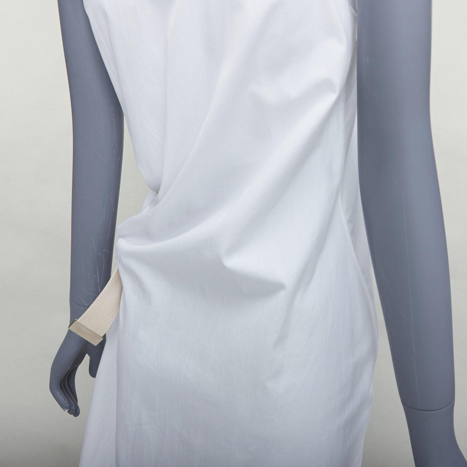 ACNE STUDIOS 2016 Chen Poplin argenté boucle beige ceinture utilitaire FR32 XXS en vente 2