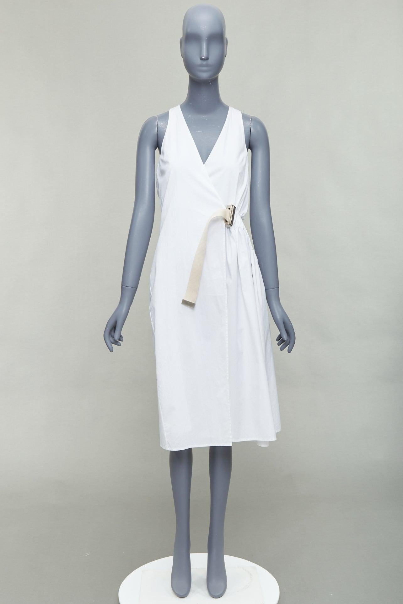 ACNE STUDIOS 2016 Chen Poplin argenté boucle beige ceinture utilitaire FR32 XXS en vente 4