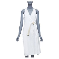 ACNE STUDIOS 2016 Chen Poplin silver buckle beige belted utility dress FR32 XXS