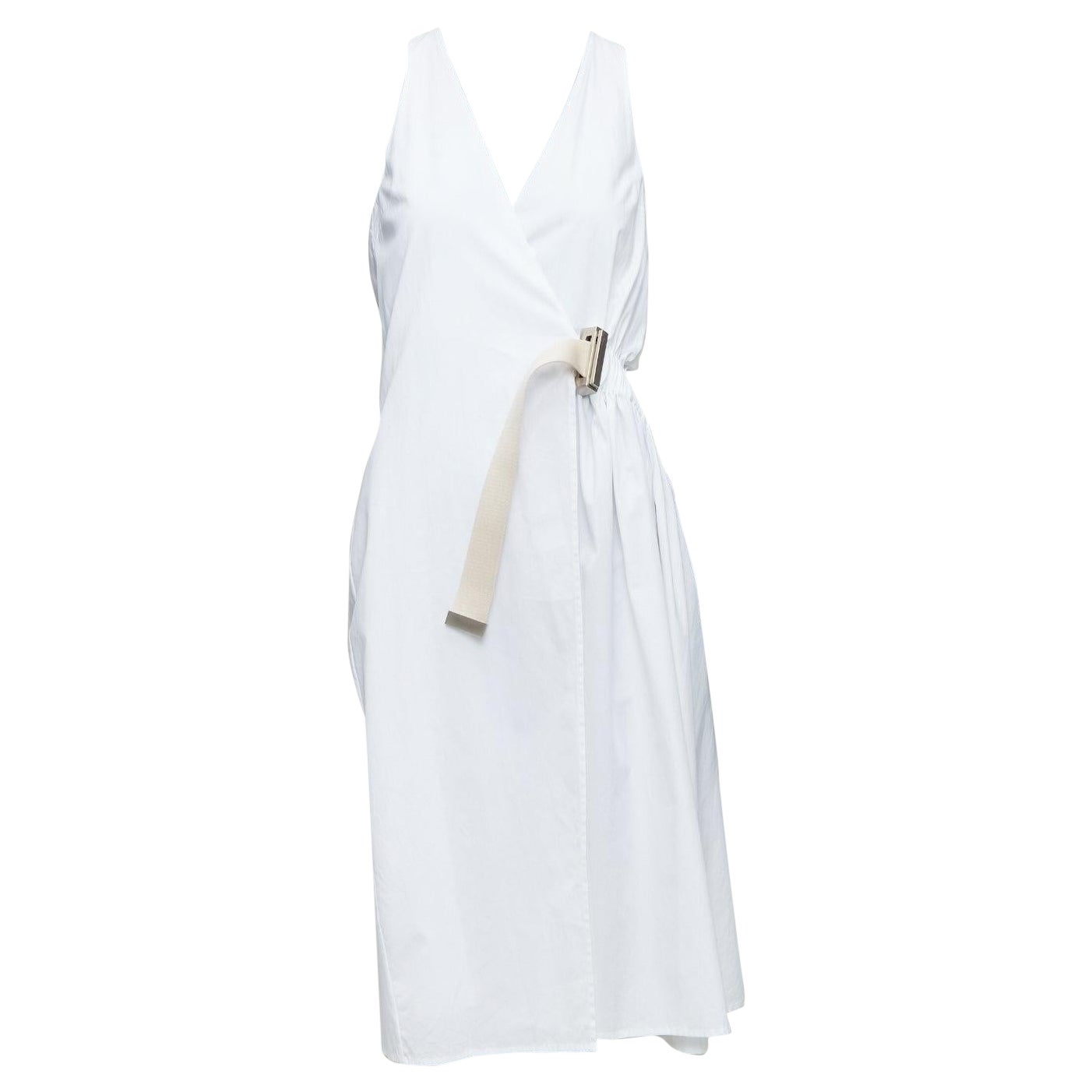 ACNE STUDIOS 2016 Chen Poplin hebilla plateada beige vestido utilitario con cinturón FR32 XXS en venta