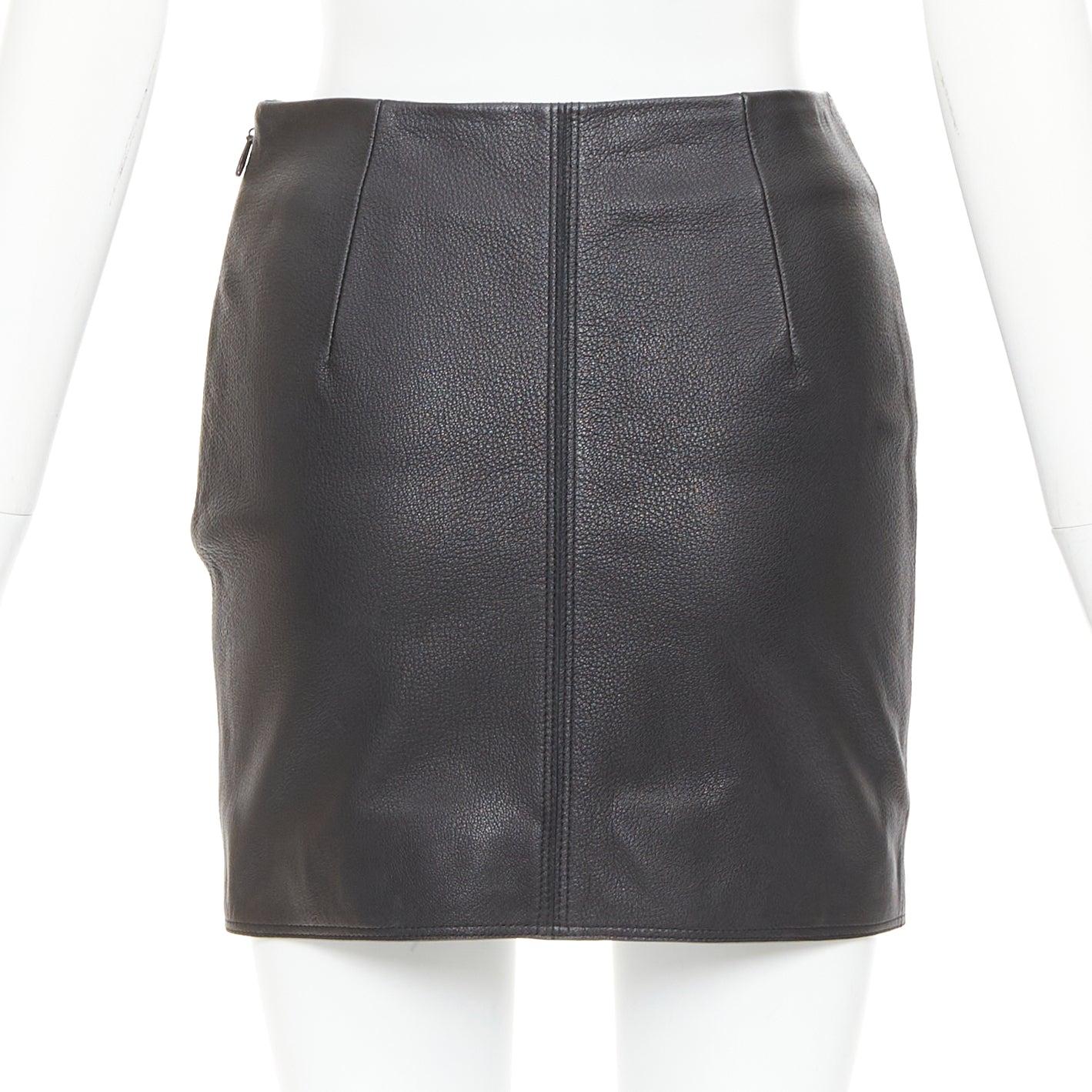 ACNE STUDIOS 2016 Franca jupe crayon en cuir noir avec zip argenté FR32 XXS Pour femmes en vente
