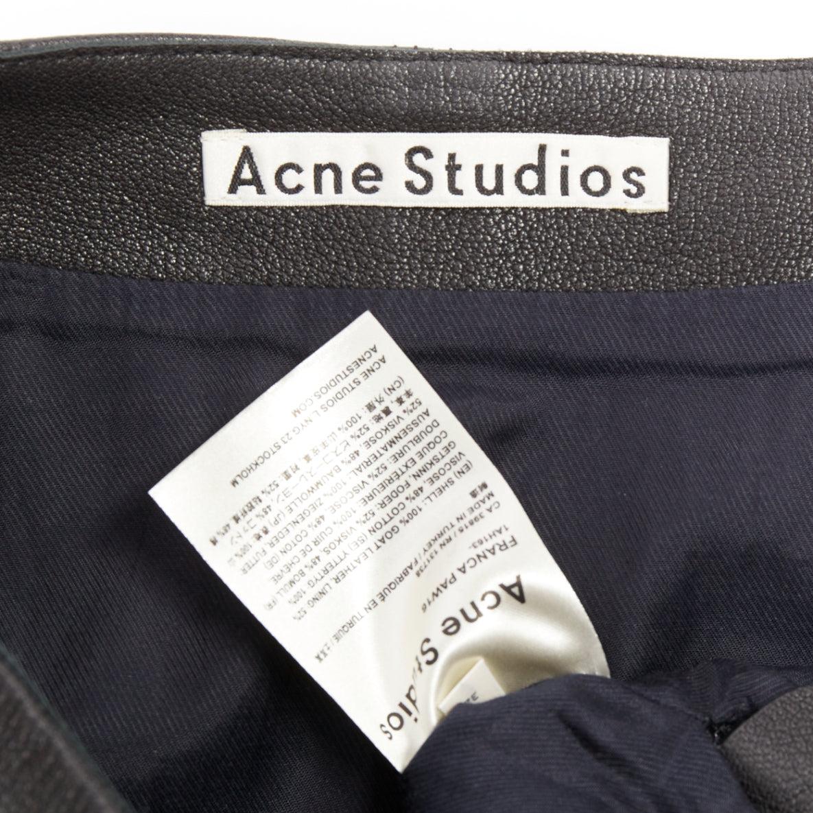 ACNE STUDIOS 2016 Franca jupe crayon en cuir noir avec zip argenté FR32 XXS en vente 4