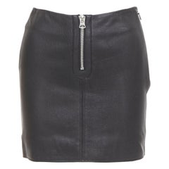 ACNE STUDIOS 2016 Franca jupe crayon en cuir noir avec zip argenté FR32 XXS
