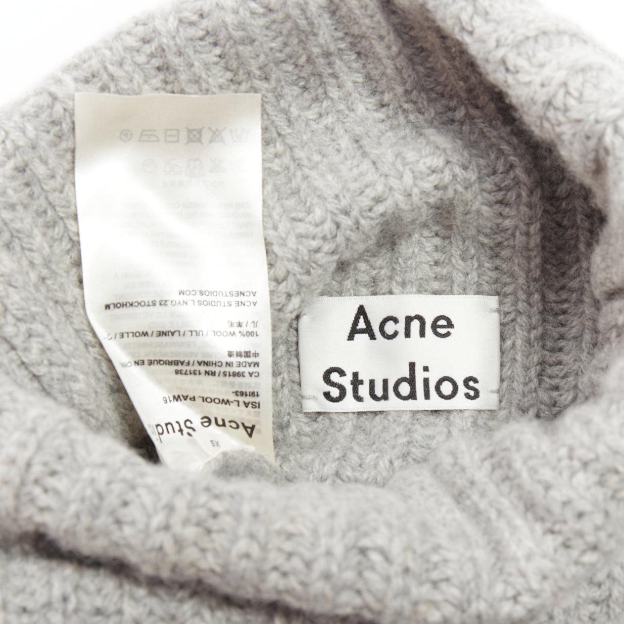 ACNE STUDIOS 2016 Isa gris laine chunky pull à col roulé côtelé XS. en vente 3