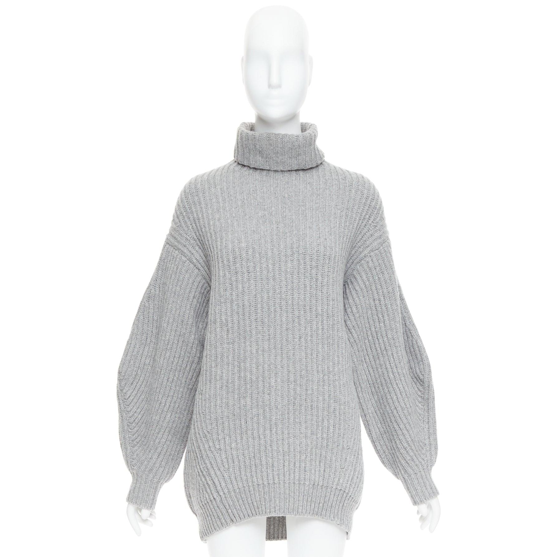 ACNE STUDIOS 2016 Isa gris laine chunky pull à col roulé côtelé XS. en vente 4