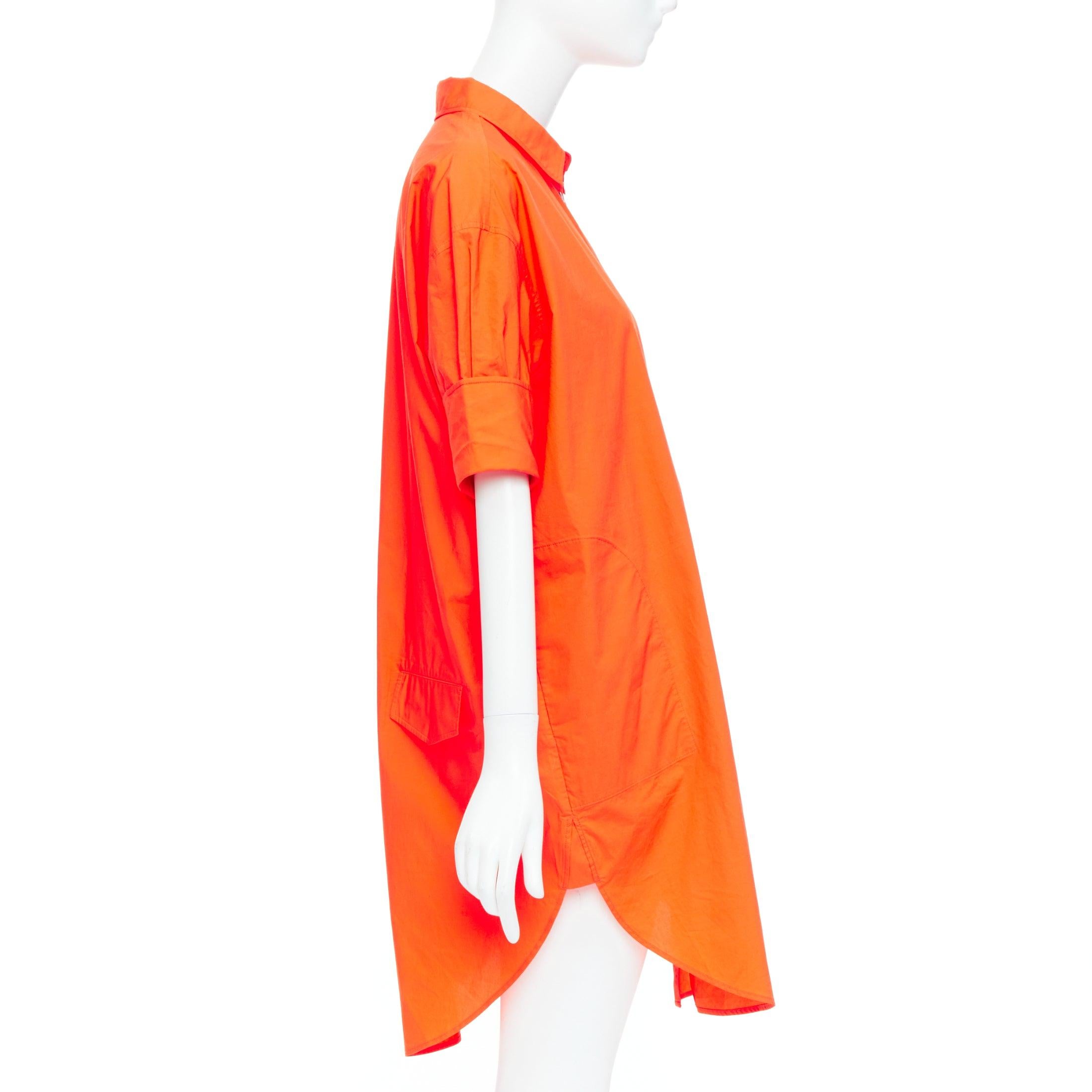 ACNE STUDIOS 2016 Lash Tech Pop neon orange cotton shirt dress FR34 XS In Excellent Condition For Sale In Hong Kong, NT
