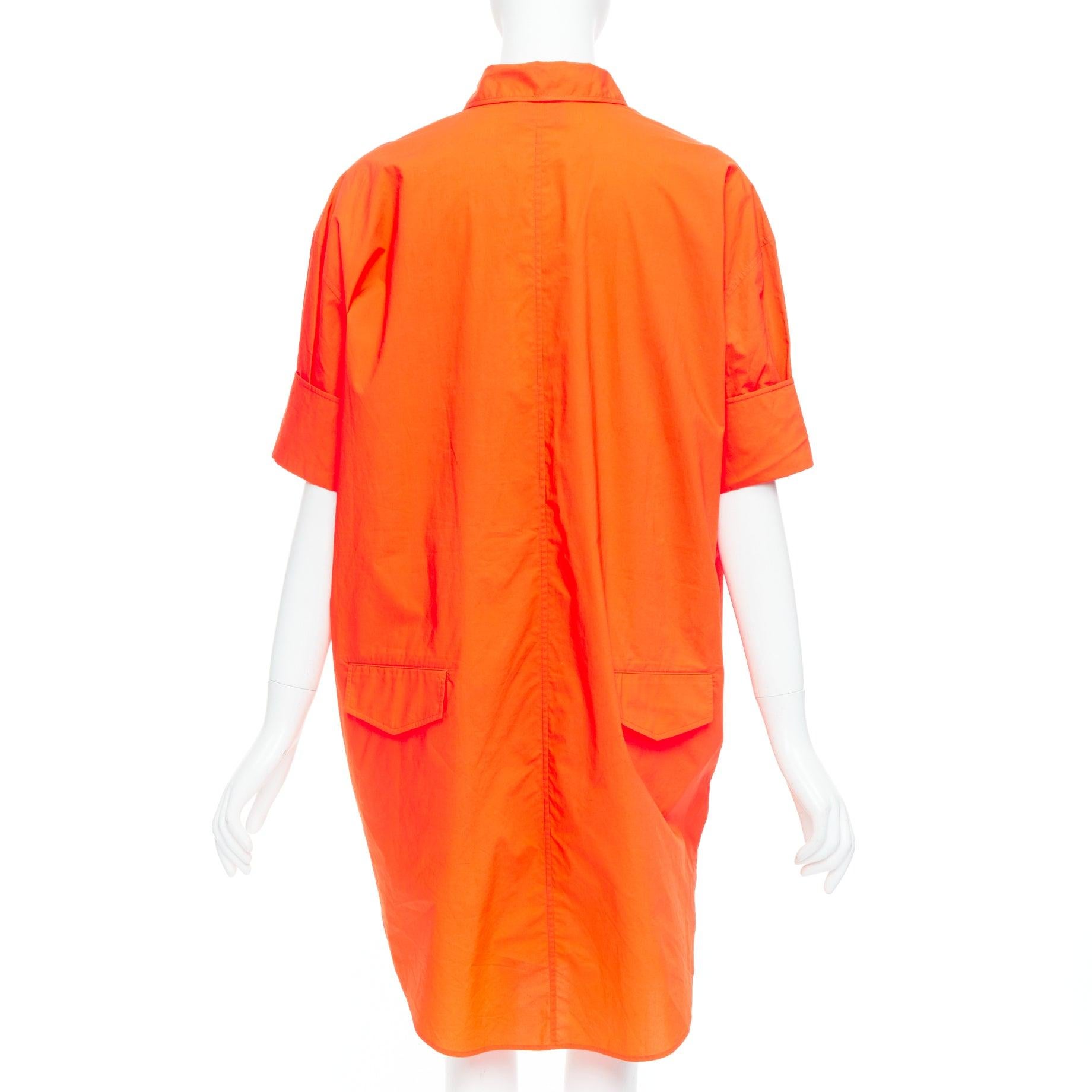 Women's ACNE STUDIOS 2016 Lash Tech Pop neon orange cotton shirt dress FR34 XS For Sale