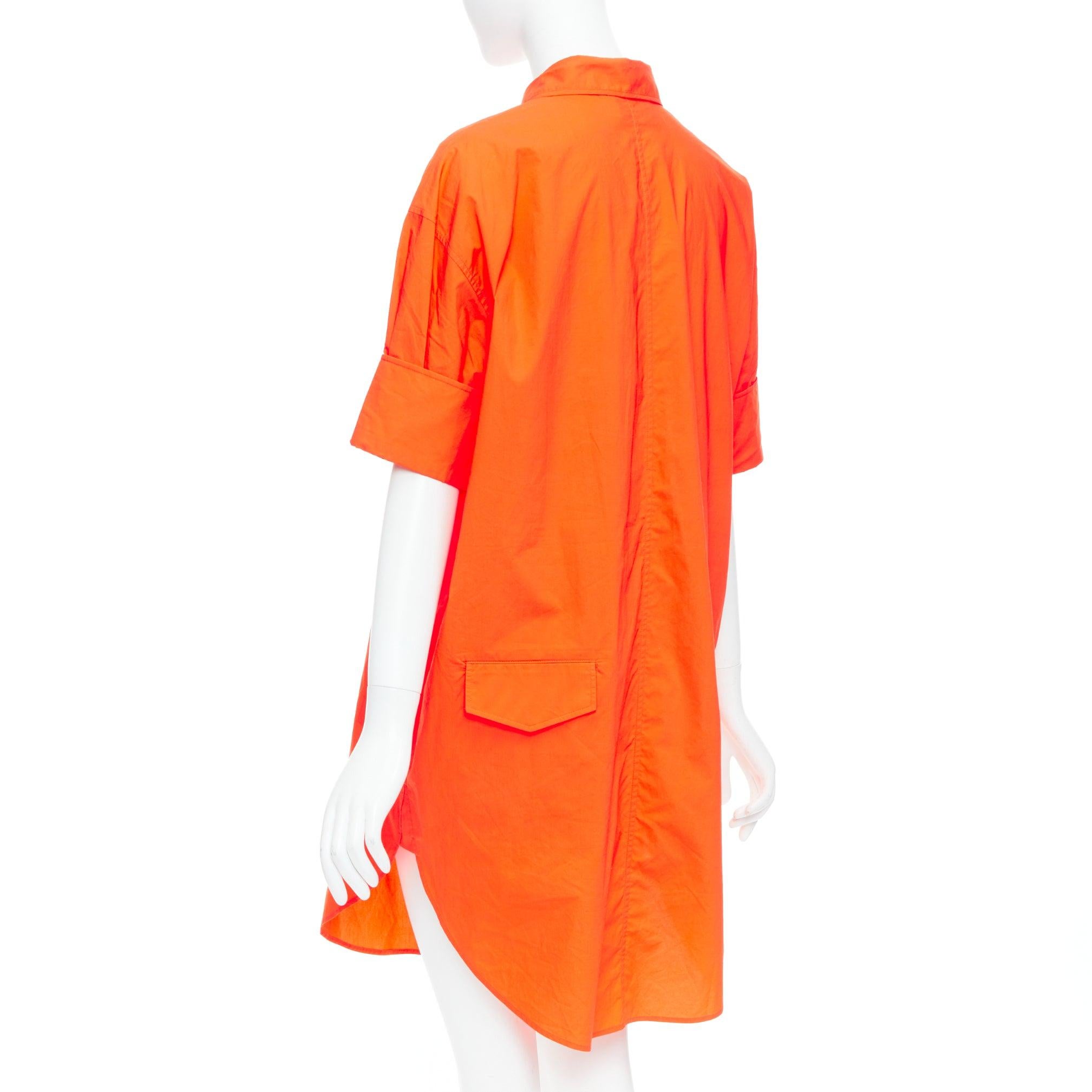 ACNE STUDIOS 2016 Lash Tech Pop neon orange cotton shirt dress FR34 XS For Sale 1