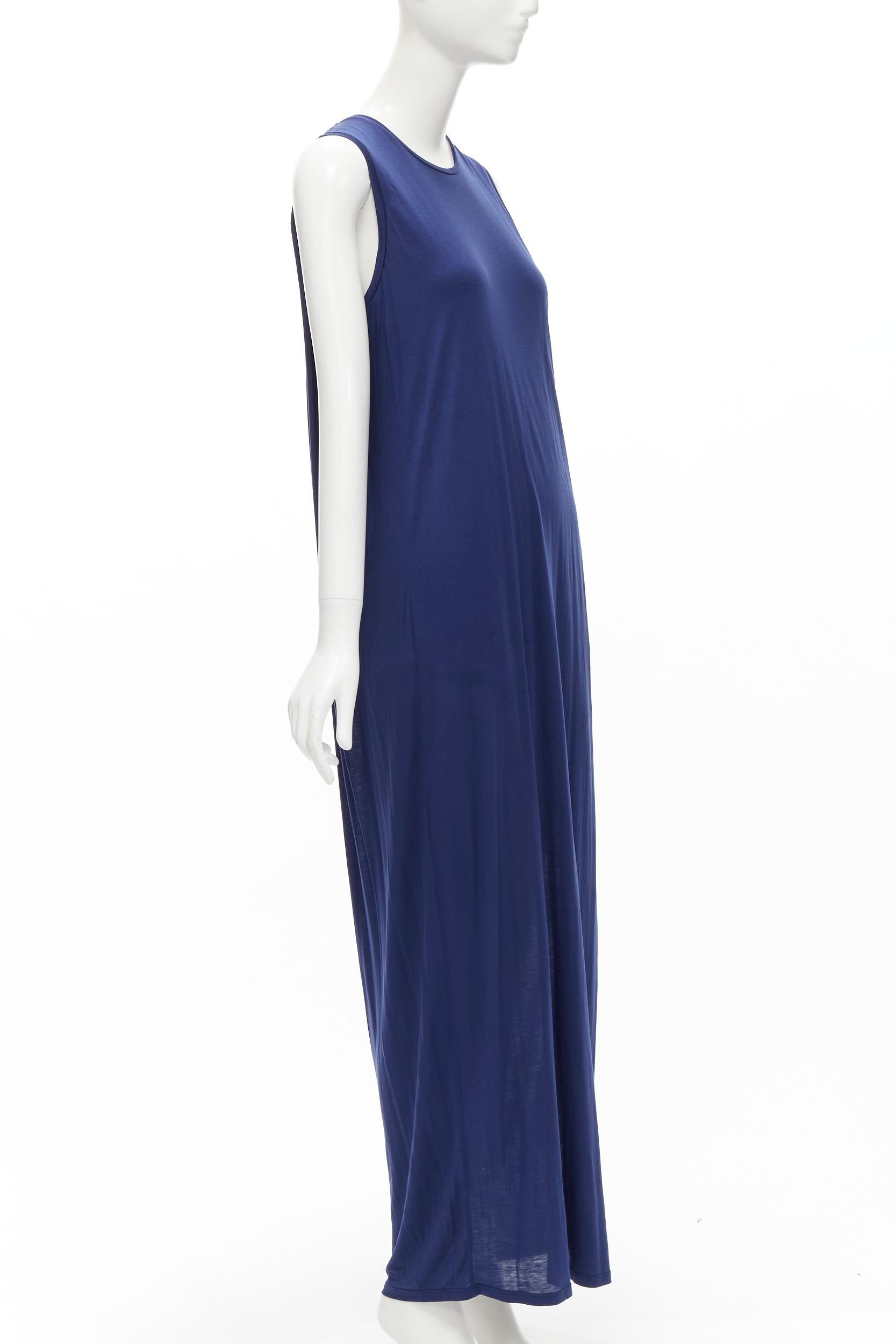 ACNE STUDIOS 2016 Ormanda Tencel Marineblaues mehrschichtiges Tankkleid mit Kapuze und Illusion (Violett) im Angebot