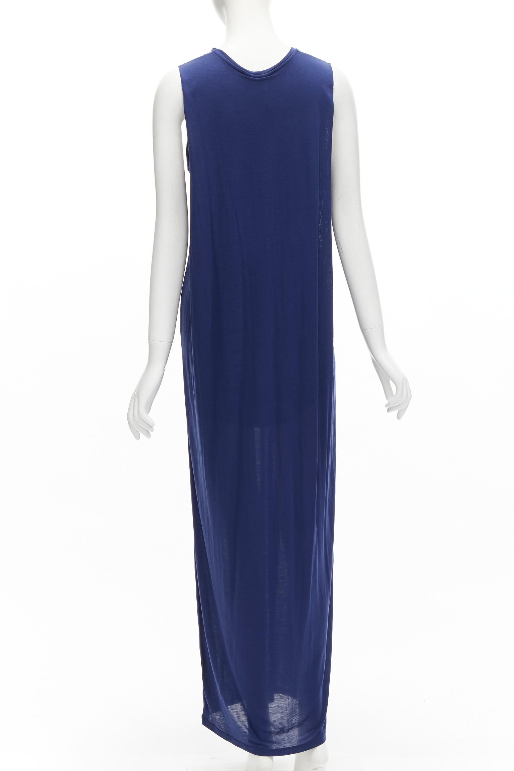 ACNE STUDIOS 2016 Ormanda Tencel Marineblaues mehrschichtiges Tankkleid mit Kapuze und Illusion Damen im Angebot