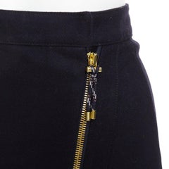 ACNE STUDIOS 2016 Panna Wool black silver asymmetric zip knee skirt FR32 XXS