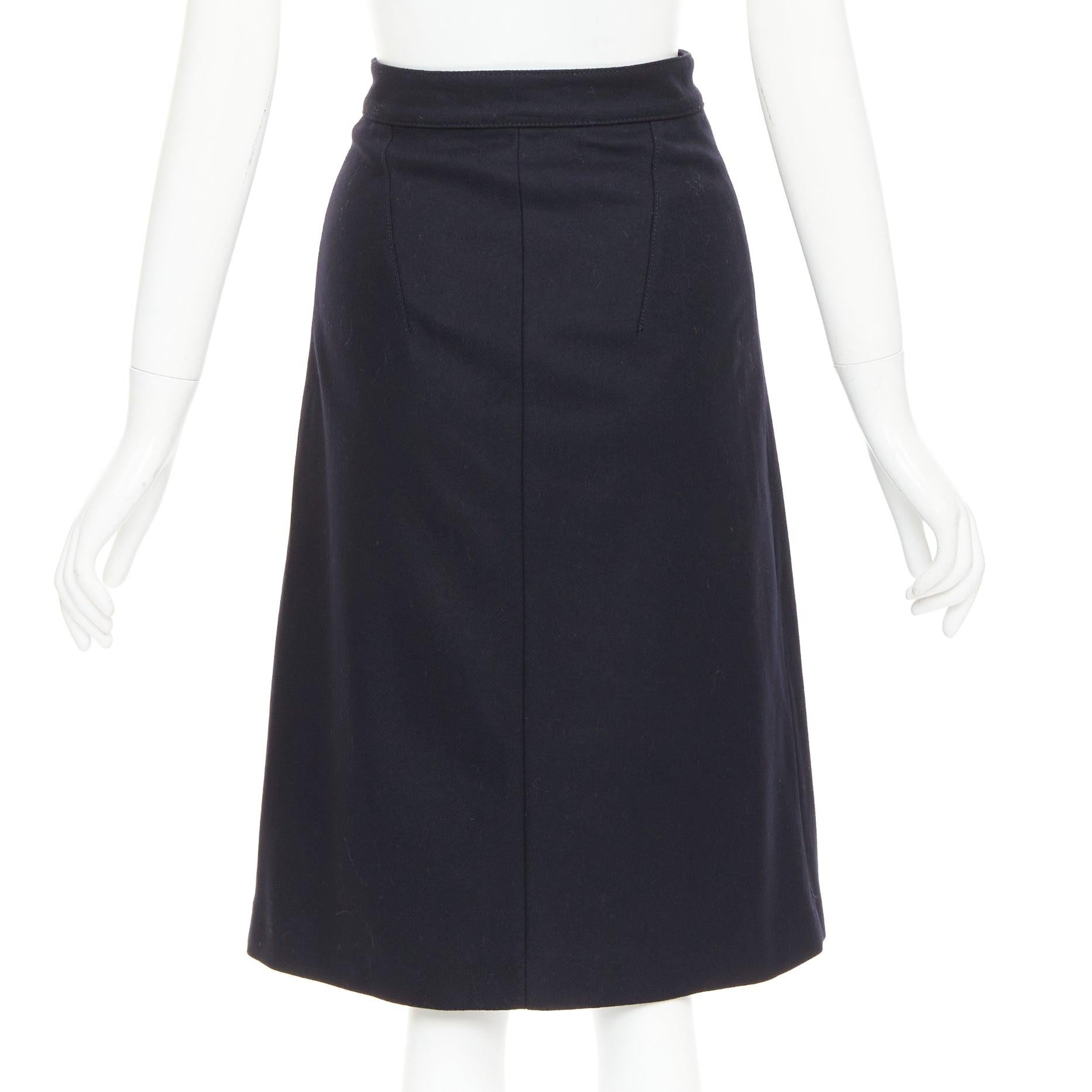 ACNE STUDIOS 2016 Panna Wool black silver asymmetric zip knee skirt FR32 XXS Pour femmes en vente