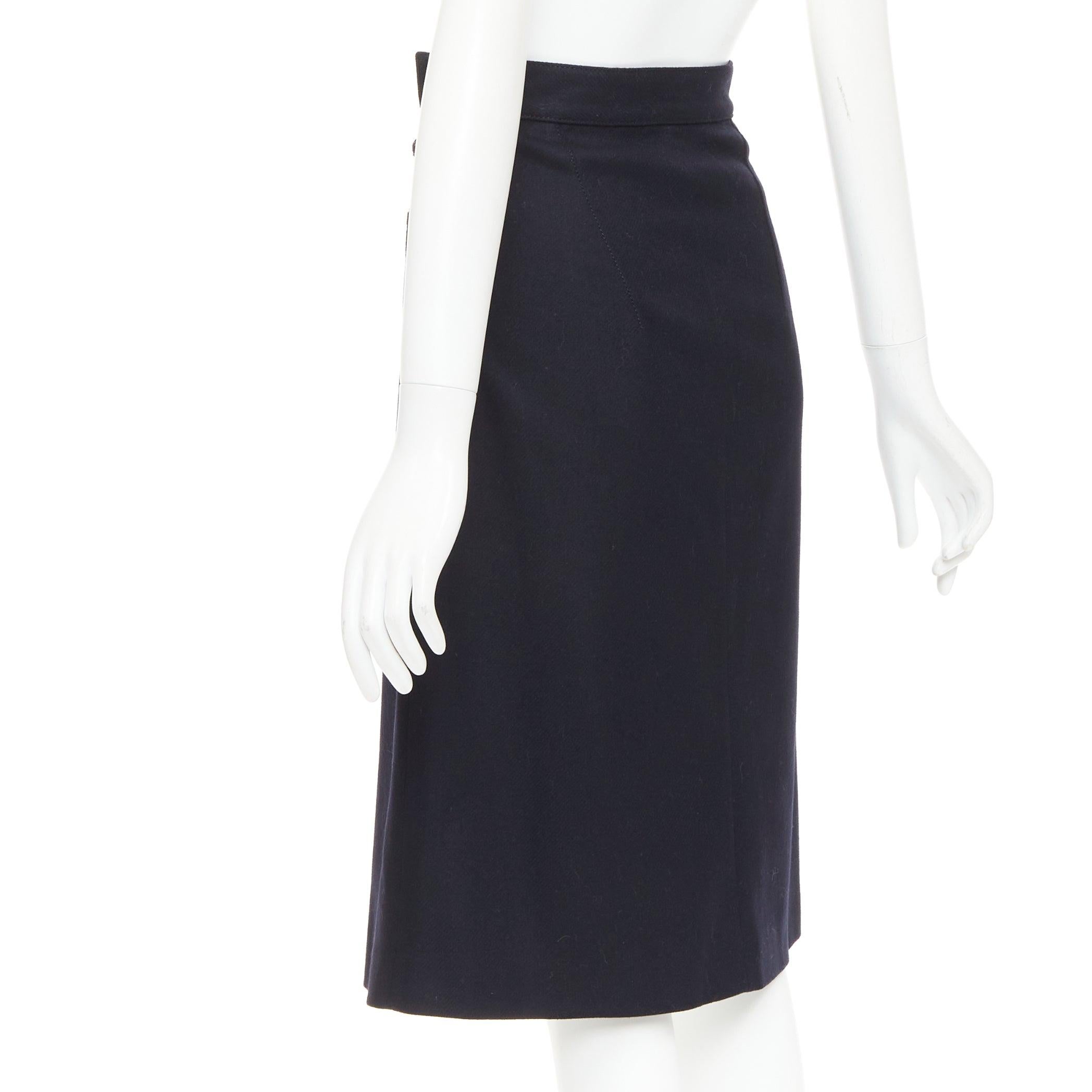 ACNE STUDIOS 2016 Panna Wool black silver asymmetric zip knee skirt FR32 XXS en vente 1