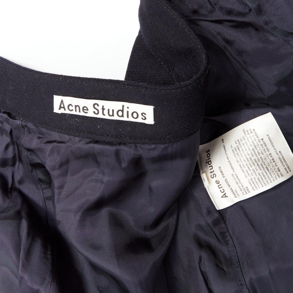 ACNE STUDIOS 2016 Panna Wool black silver asymmetric zip knee skirt FR32 XXS en vente 3