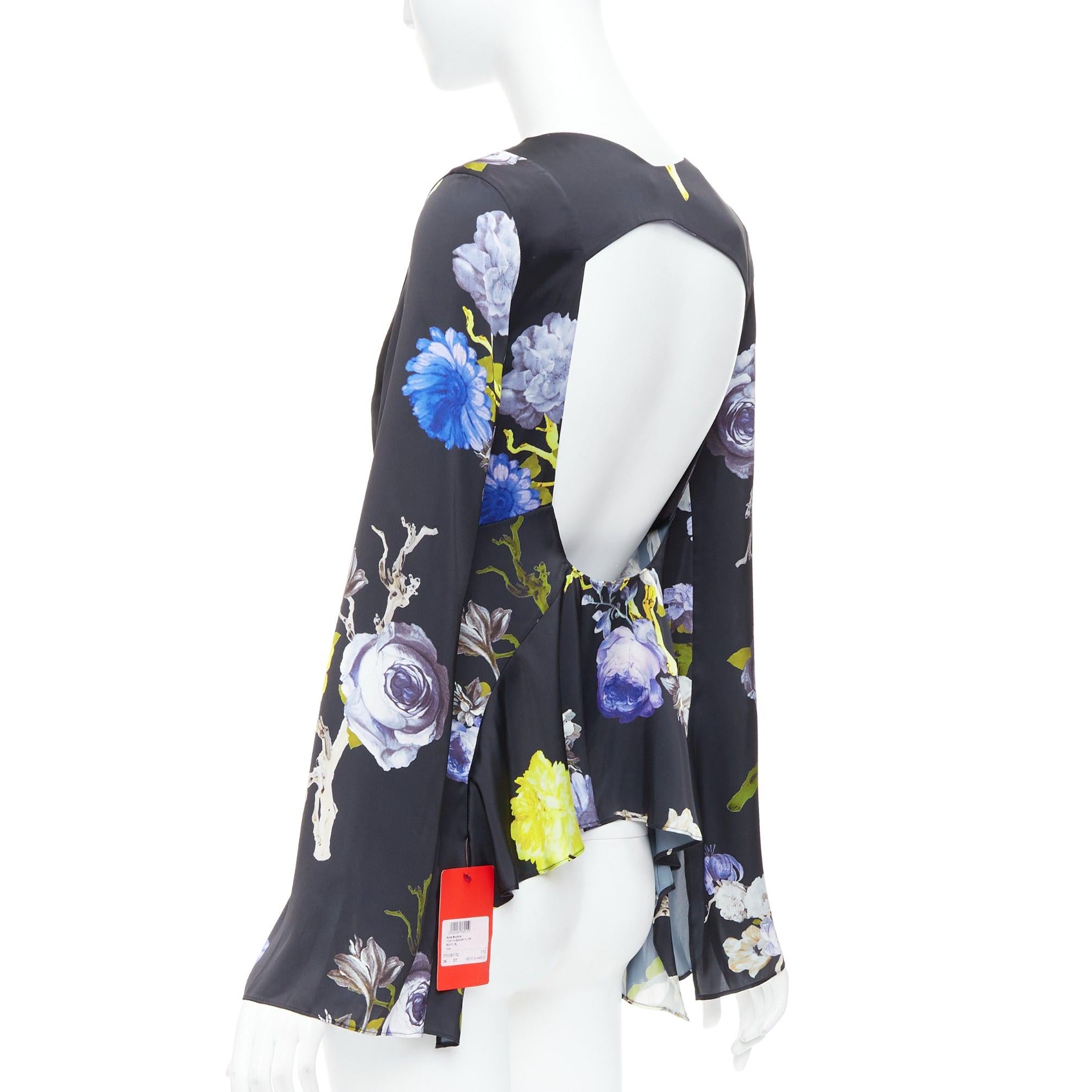 De las mujeres ACNE STUDIOS 2017 Bahari top acampanado de seda floral morado negro FR34 XS en venta