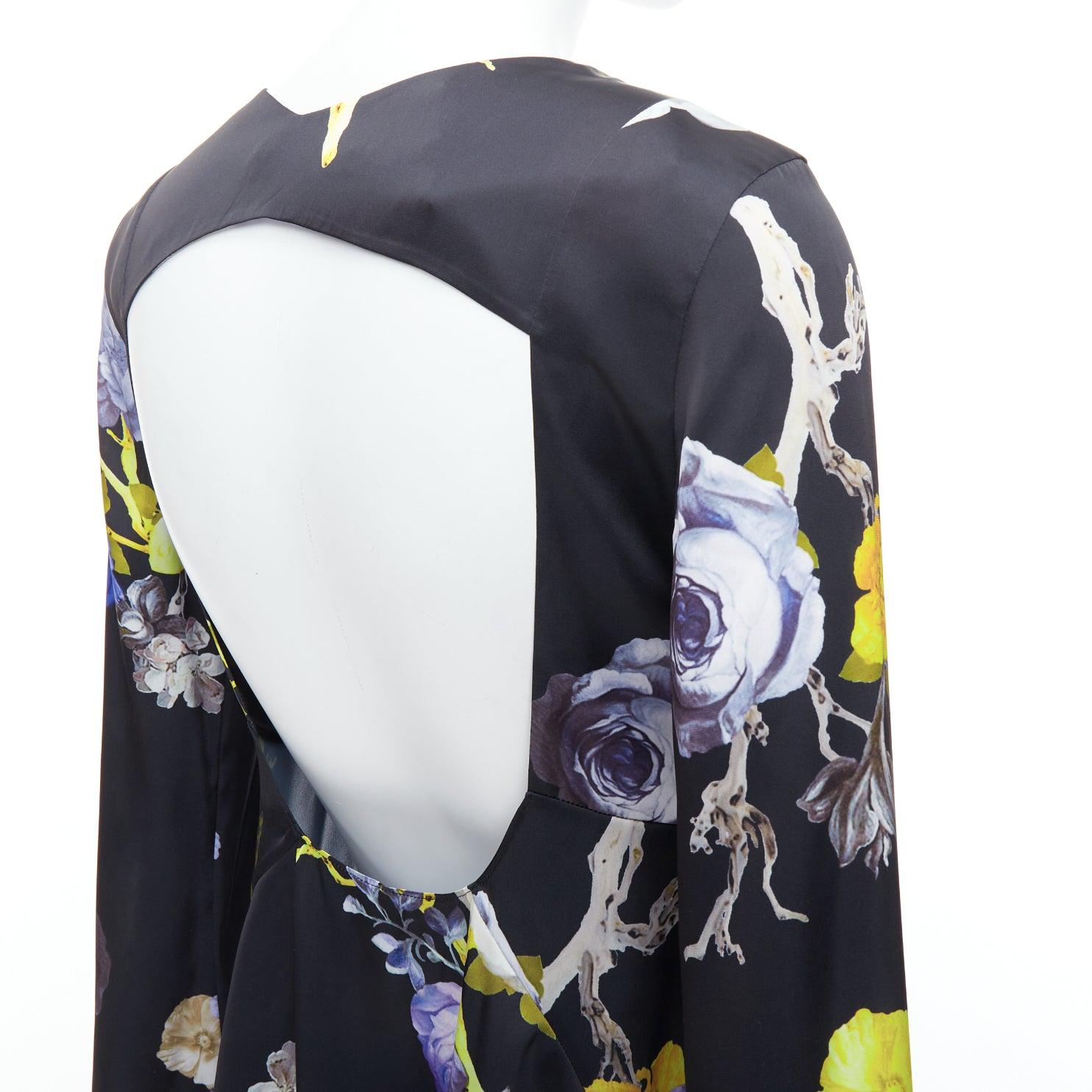 ACNE STUDIOS 2017 Bahari top acampanado de seda floral morado negro FR34 XS en venta 1