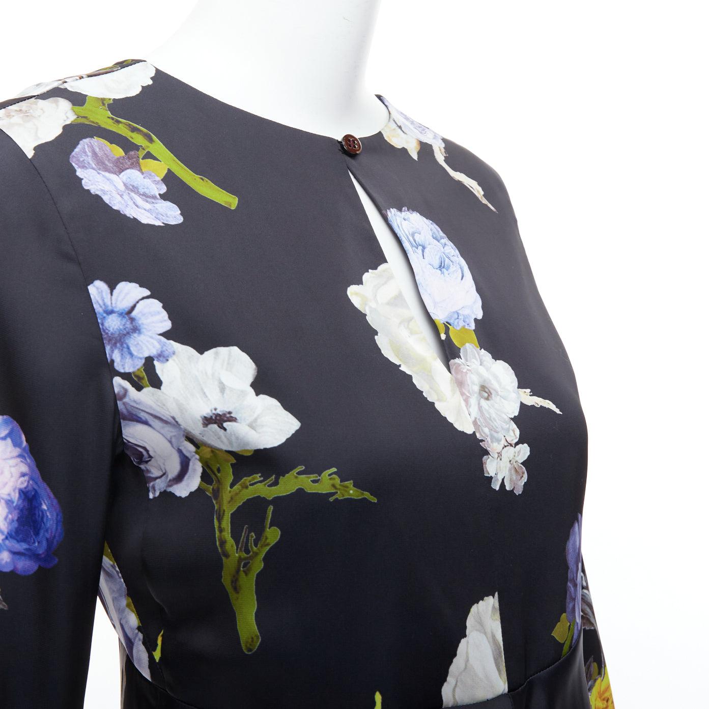 ACNE STUDIOS 2017 Bahari top acampanado de seda floral morado negro FR34 XS en venta 2