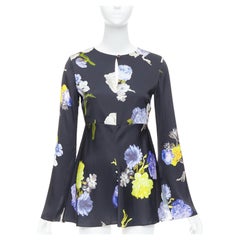 ACNE STUDIOS 2017 Bahari top acampanado de seda floral morado negro FR34 XS