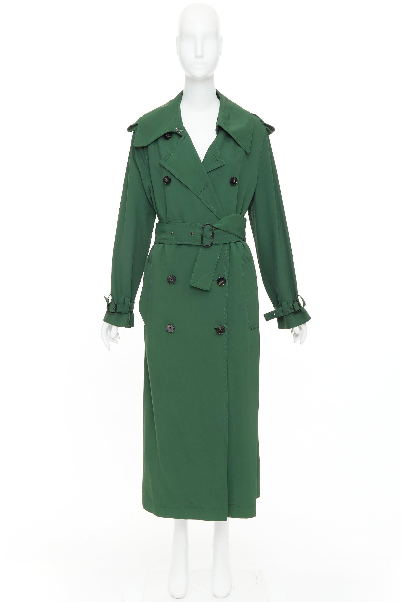 ACNE STUDIOS 2018 Lucie TW green twill belted maxi trench coat FR38 M in vendita 5