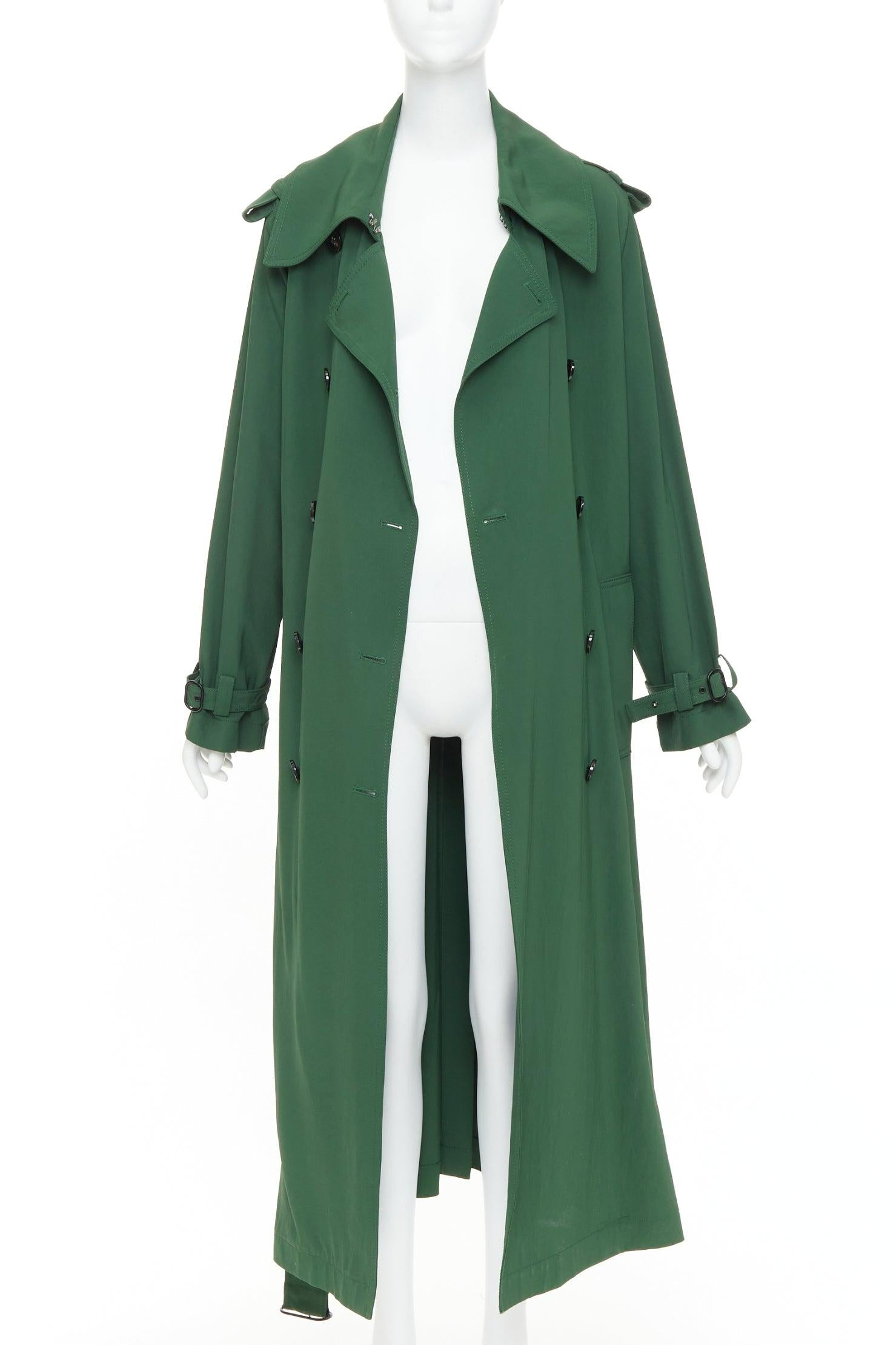 Nero ACNE STUDIOS 2018 Lucie TW green twill belted maxi trench coat FR38 M in vendita