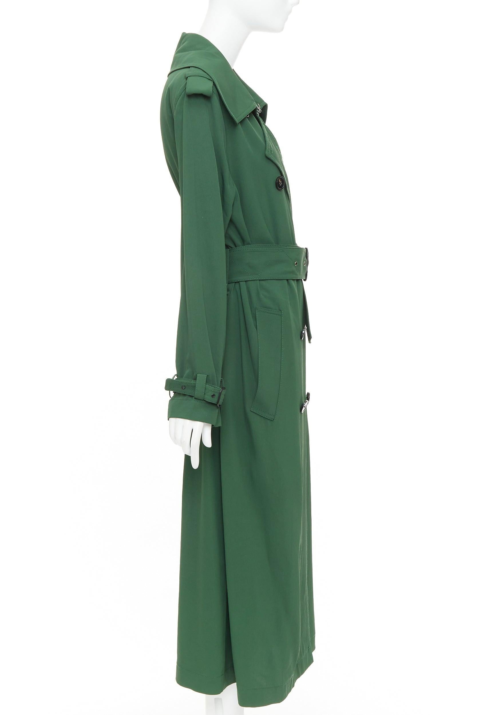 Donna ACNE STUDIOS 2018 Lucie TW green twill belted maxi trench coat FR38 M in vendita