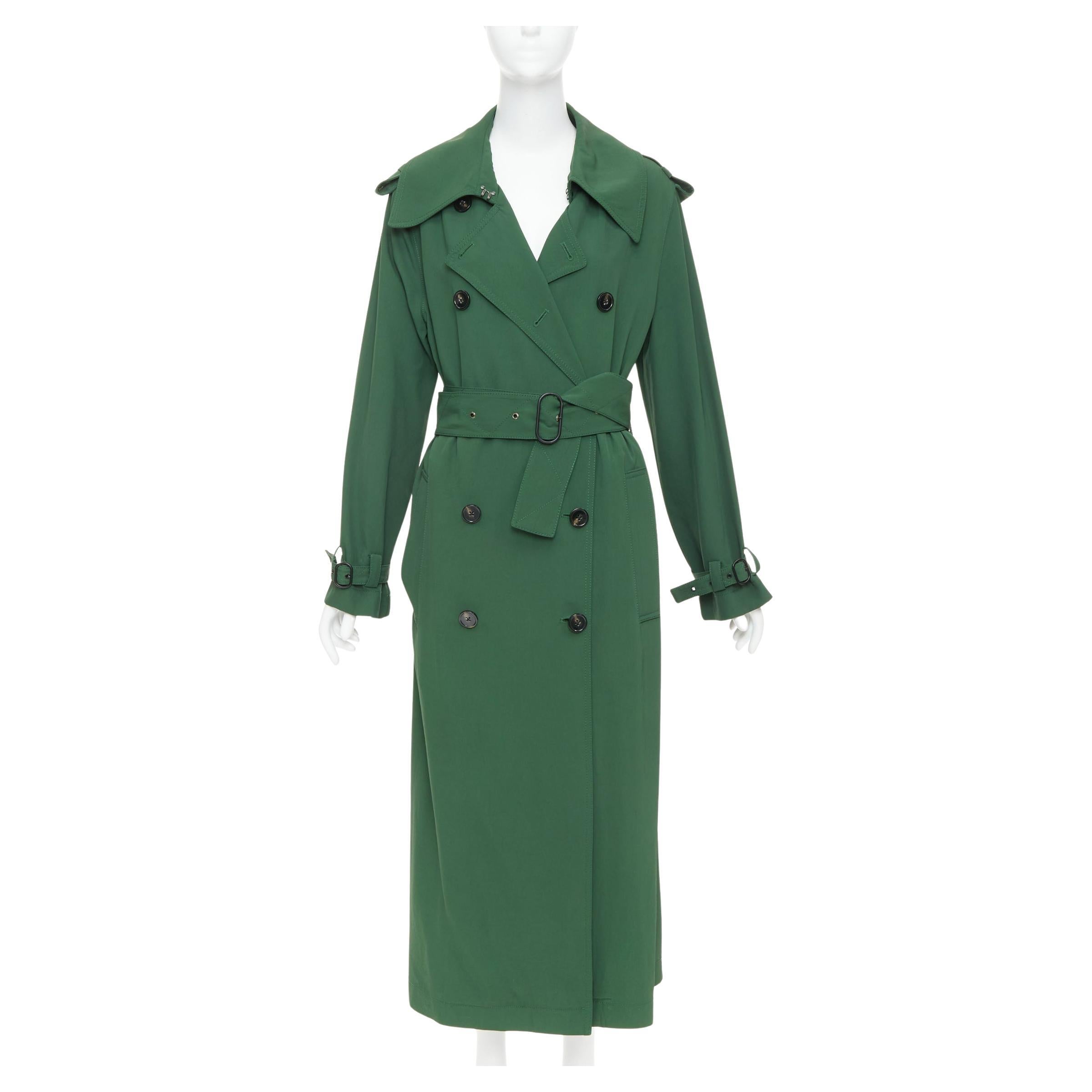 ACNE STUDIOS 2018 Lucie TW green twill belted maxi trench coat FR38 M