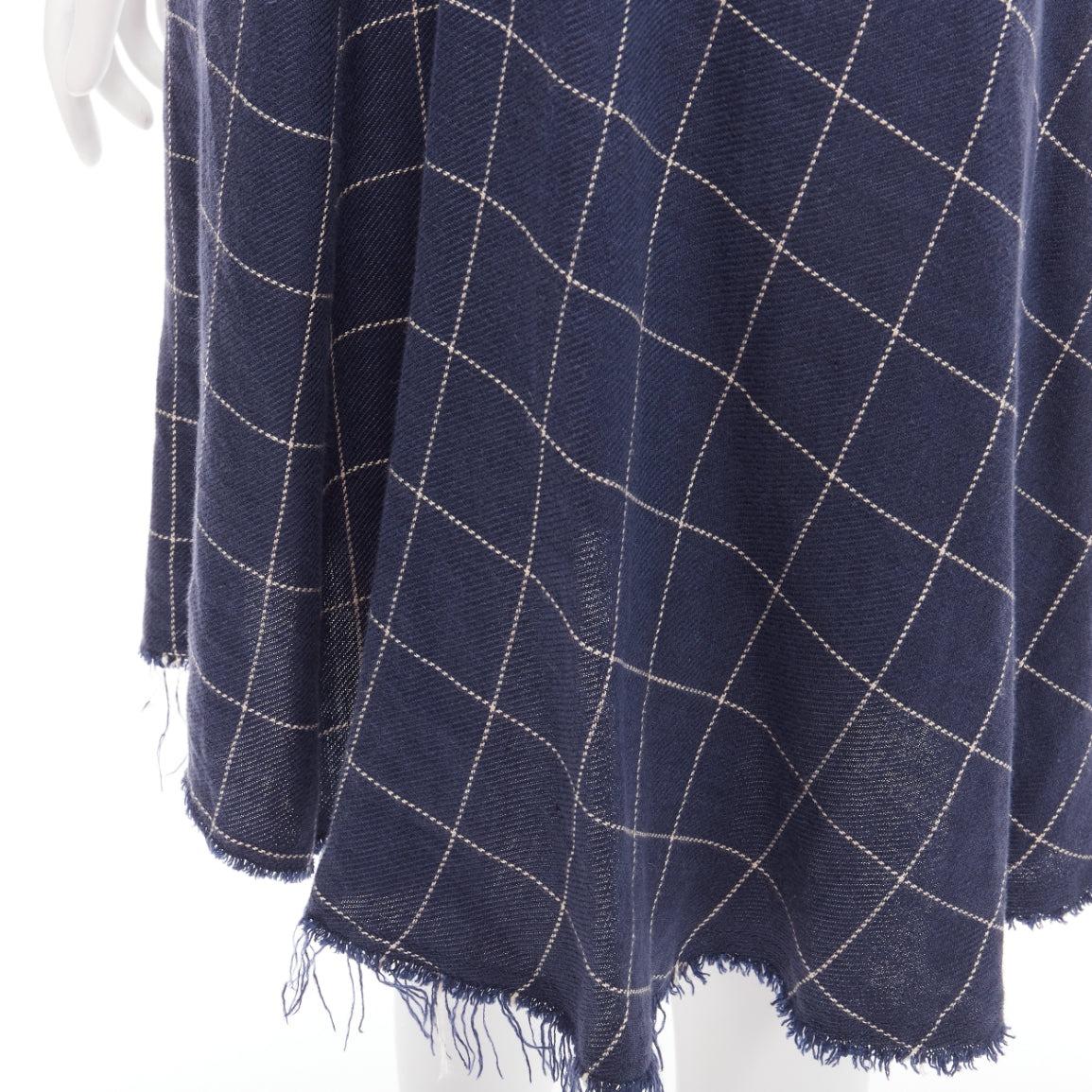 ACNE STUDIOS 2018 marineblaues, weißes windowpane-Kleid aus Leinen mit schrägem Schnitt und schrägem Rand FR34 XS im Angebot 2