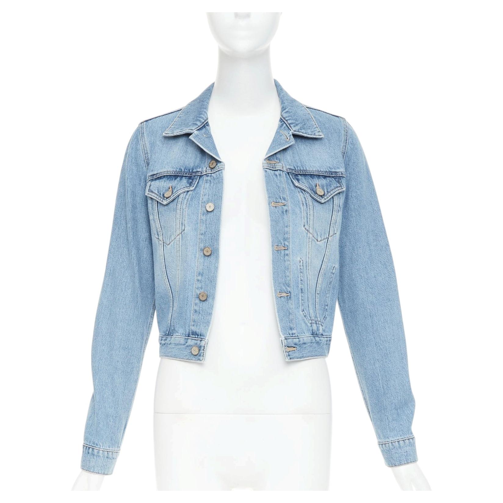 ACNE STUDIOS 2022 Tag LT Vintage blue denim washed Trompe Loeil jacket FR36 S For Sale