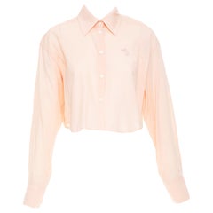 ACNE STUDIOS 2023 Shirt Logo Embroidery peach cotton casual cropped shirt FR34
